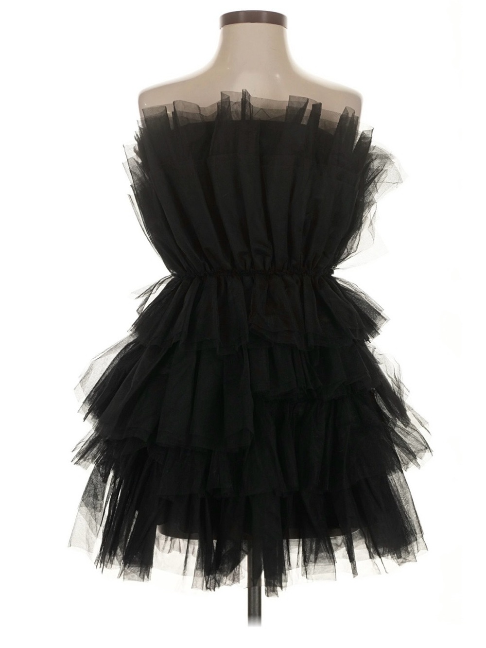 NWT Kendall Lane Black Tulle Mini Dress Size S Strapless Ruffle Party Dress